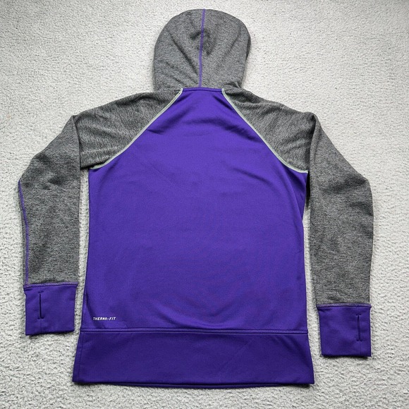 Nike Therma-Fit Sweatshirt Womens Medium Purple Gray Hooded Embroidered - Picture 11 of 16